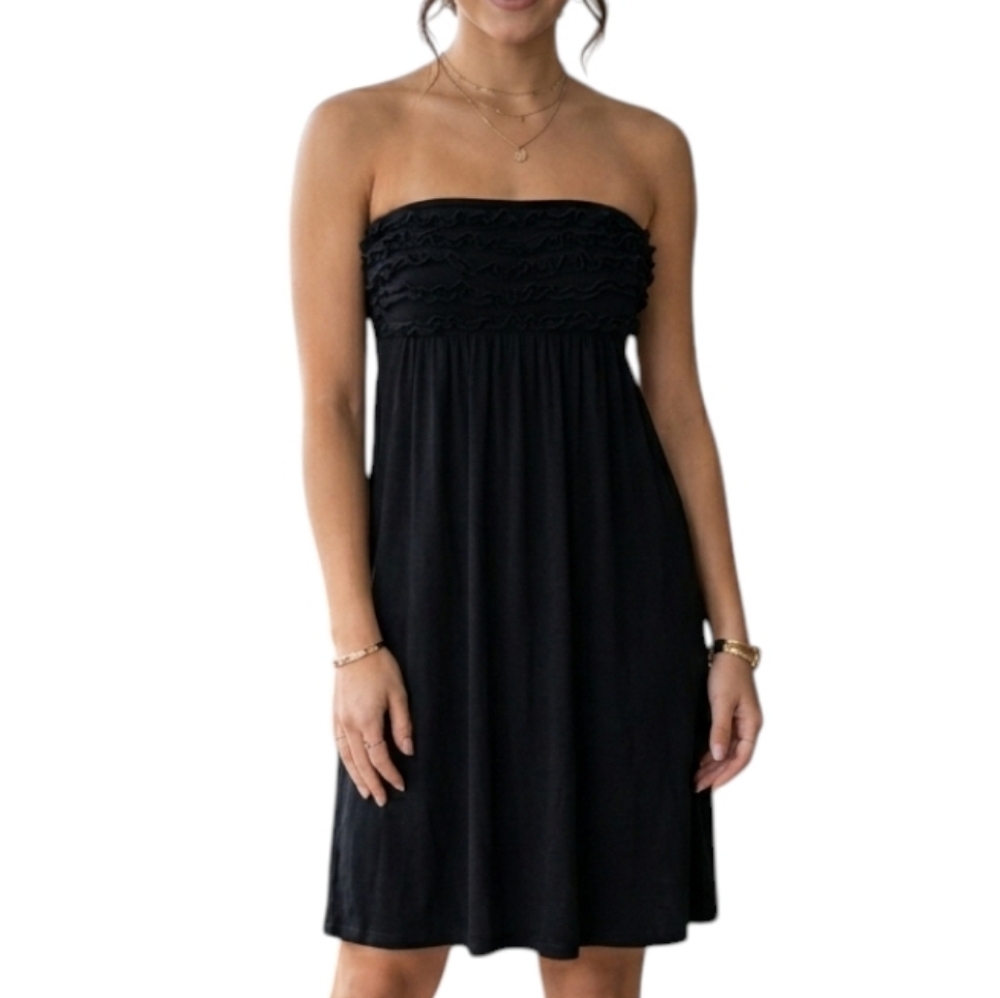 Victoria’s Secret Babydoll Dress Strapless Black Women Large Ruffle